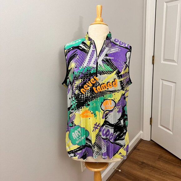 Jamie Sadock Retro 80s Vibe Abstract Sleeveless Top Sz XL - Picture 10 of 10